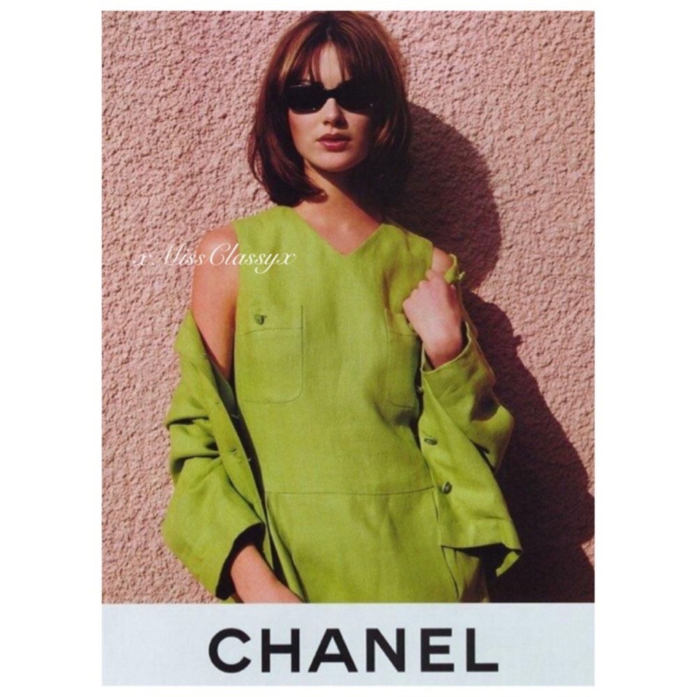 ✨Authentic Vintage CHANEL 1996 Runway & Ad Campaign CC Logo Linen Dress